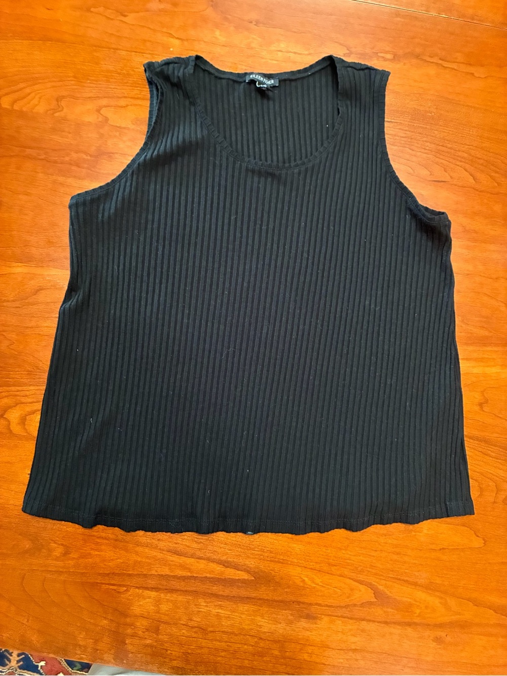 Eileen Fisher Black Ribbed Stretch Tank Top Size L